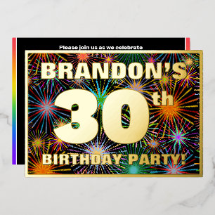 30. Geburtstag Party — Spaß, farbenfrohe Feuerwerk Folieneinladung