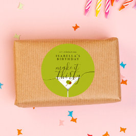 30. Geburtstag Party von Green Martini Runder Aufkleber