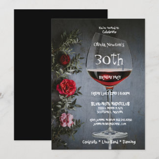 30. Geburtstag Party Wein & Rote Rosen Geburtstag Einladung