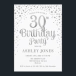 30. Geburtstag Party - Weiß & Silber Einladung<br><div class="desc">30. Geburtstag Party Einladung. Elegantes Design in Weiß und Imitat Glitzer Silber. Features stilvolle Skript-Schriftart und Konfetti. Nachricht,  wenn du ein Alter brauchst.</div>