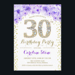 30. Geburtstag Party - Weißes Gold Lila Einladung<br><div class="desc">30. Geburtstag Party Einladung Elegantes Design in Imitate Glitzer Gold,  lila und weiß. Stilvolle Blumeneinladung mit Diamanten und Rose. Ideal für eine gläserne Feier. Bitte schreiben Sie mir,  wenn Sie weitere Anpassungen benötigen.</div>