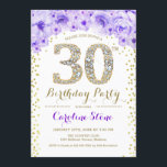 30. Geburtstag Party - Weißes Gold Lila Einladung<br><div class="desc">30. Geburtstag Party Einladung Elegantes Design in Imitate Glitzer Gold,  lila und weiß. Stilvolle Blumeneinladung mit Diamanten und Rose. Ideal für eine gläserne Feier. Bitte schreiben Sie mir,  wenn Sie weitere Anpassungen benötigen.</div>