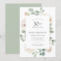 30. Geburtstag Party White Rose Floral