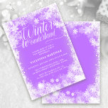 30. Geburtstag Party Winterwonderland Schneeflocke Einladung<br><div class="desc">Das elegante Winterwunderland lädt zum 30. Geburtstag mit einer schönen Kalligraphie inmitten einer üppigen Schneeflocke und Schneebänder ein. Die Schneeflocken Pop vor dem hübschen lila Hintergrund. Sie können die Hintergrundfarbe in eine beliebige Farbe ändern. Das Winter Wonderland kann nicht geändert werden, aber der Rest des Textes kann bearbeitet werden. Dieser...</div>