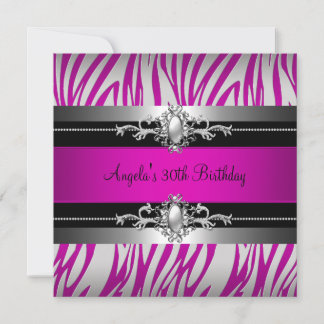 30. Geburtstag Party Zebra Hot Pink Silver Black Einladung
