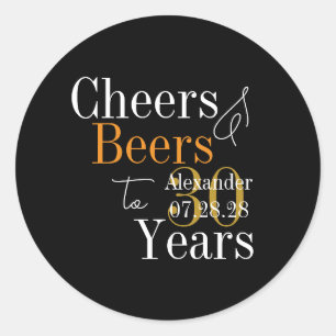 30. Geburtstag Personalisierte Prost und Bier Part Runder Aufkleber