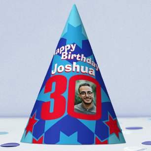 30. Geburtstag personalisierter Foto Stern Name di Partyhütchen