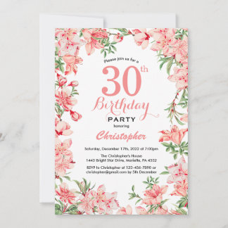 30. Geburtstag Pink Boho Botanische Blume Einladung