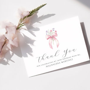 30. Geburtstag Pink Bow Wildblume Flat Dankeskarte