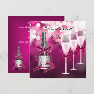 30. Geburtstag Pink Champagne Brille Einladung