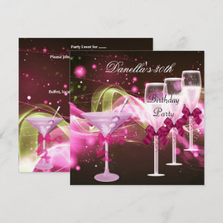 30. Geburtstag Pink Martini Champagne Einladung