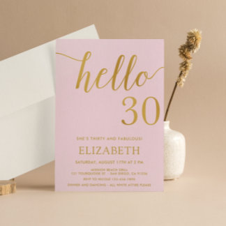 30. Geburtstag Pink und Gold Hallo 30 Einladung