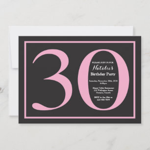 30. Geburtstag Pink und schwarzes Schreibtboard Einladung