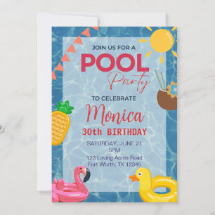 30. Geburtstag Pool Party Einladung