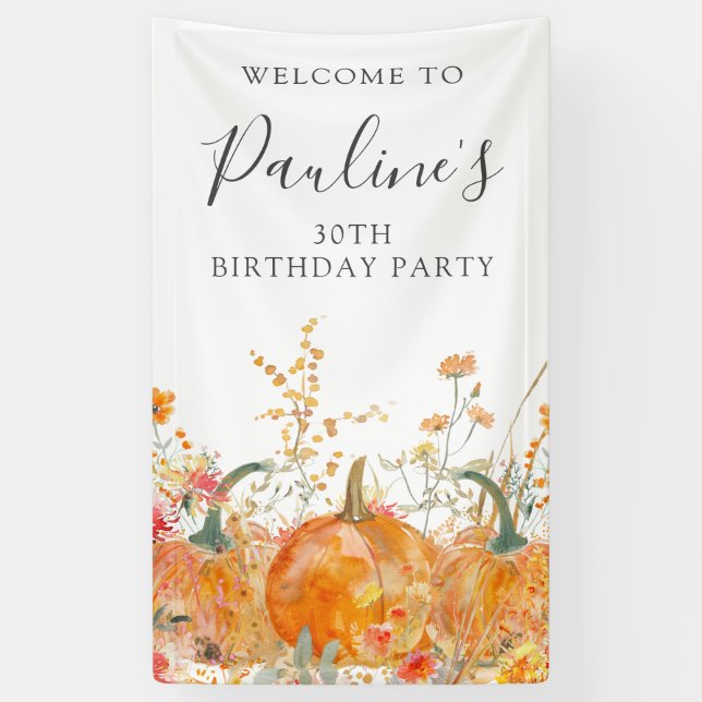 30. Geburtstag Pumpkin Wildblume Vertikale Außenwe Banner (Vertikal)