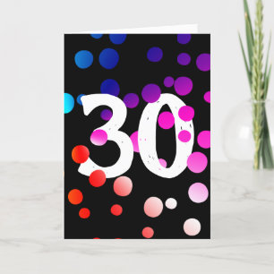 30. Geburtstag Rainbow Dots auf Black Karte