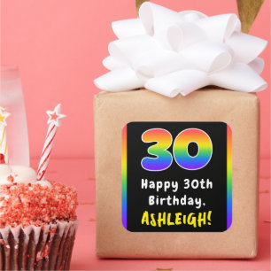 30. Geburtstag: Rainbow Spectrum # 30, Individuell Quadratischer Aufkleber