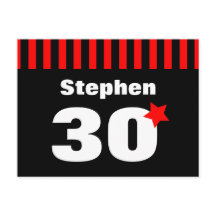 30. Geburtstag Red Black Stripes und Star R12Z