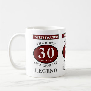 30. Geburtstag Red Genuine Legend Ihren Namen hinz Kaffeetasse