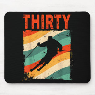 30. Geburtstag Retro-Ski Skifahren 30-jähriger Man Mousepad