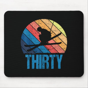 30. Geburtstag Retro Skifahren 30 Jahre alt Männer Mousepad