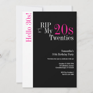30. Geburtstag RIP 20 Hallo 30er Party Black Pink Einladung