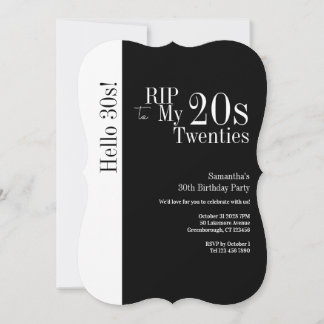 30. Geburtstag RIP 20er Hallo 30er Party Schwarz W Einladung