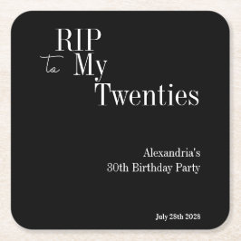 30. Geburtstag RIP 20er Jahre Schwarz-Weiß-Party Rechteckiger Pappuntersetzer