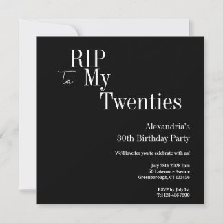 30. Geburtstag RIP 20er Schwarz-Weiß-Party Einladung