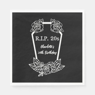 30. Geburtstag Rip 20s Black Rose Coffin Party Serviette