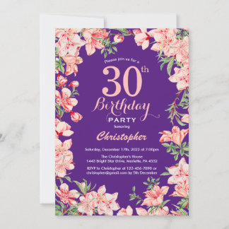 30. Geburtstag Rosa Blume Lila Violett Einladung