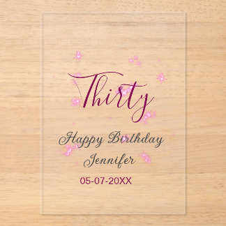 30. Geburtstag rosa Glitzer Sterne schwarz 30. Dat Acryleinladungen