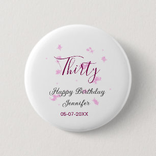 30. Geburtstag rosa Glitzer Sterne schwarz 30. Dat Button