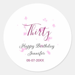 30. Geburtstag rosa Glitzer Sterne schwarz 30. Dat Runder Aufkleber
