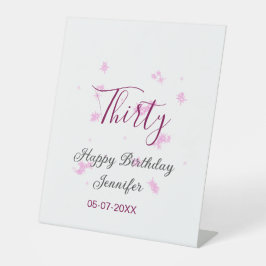 30. Geburtstag rosa Glitzer Sterne schwarz 30. Dat Sockelschild