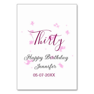 30. Geburtstag rosa Glitzer Sterne schwarz 30. Dat Tischnummer