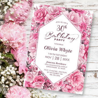 30. Geburtstag Rosa Party Einladung