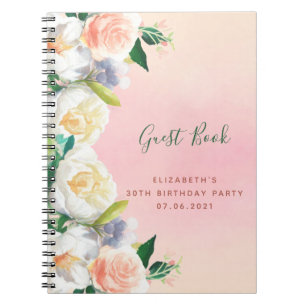 30. Geburtstag Rosa Rosa Goldfloralen Gästebuch Notizblock
