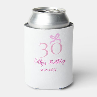 30. GEBURTSTAG rosa Schleife PASTELL HANDGEZEICHNE Dosenkühler