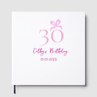 30. GEBURTSTAG rosa Schleife PASTELL HANDGEZEICHNE Gästebuch