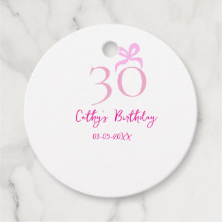 30. GEBURTSTAG rosa Schleife PASTELL HANDGEZEICHNE Geschenkanhänger