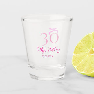 30. GEBURTSTAG rosa Schleife PASTELL HANDGEZEICHNE Schnapsglas