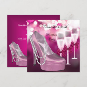 30. Geburtstag Rosa Schuhe Hochhackige Schampus Einladung