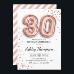 30. Geburtstag - Rose Gold Balloons Einladung<br><div class="desc">Party Einladung zum 30. Elegantes Design in Imitate Glitzer Rose Gold. Einladende Karte mit Rose Gold Nummer 30 Ballons und Skript-Schriftart. Ideal für eine stilvolle Feier. Nachricht,  wenn du ein Alter brauchst.</div>