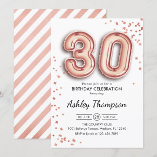 30. Geburtstag - Rose Gold Balloons Einladung