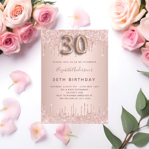 30. Geburtstag Rose Gold Glitzer Rosa Luxus Einladung