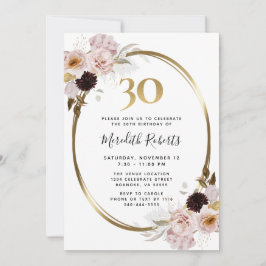 30. Geburtstag Rose Gold Metallic Floral Party Einladung