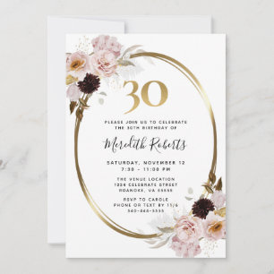 30. Geburtstag Rose Gold Metallic Floral Party Einladung