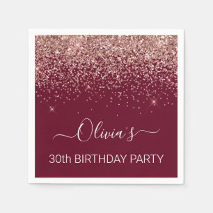 30. Geburtstag Rose Gold Pink Glitzer Burgund Serviette