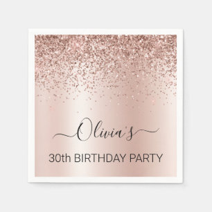 30. Geburtstag Rose Gold - Rosa Rosa Glitzer Serviette